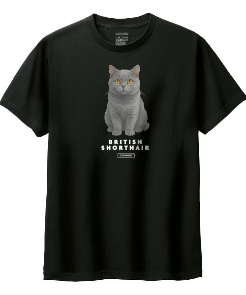 Moftique（モフティック）の「Moftique（モフティック） 半袖Tシャツ ブリティッシュショートヘア 猫 アニマル プリント 5.6オンス トップス カットソー レディース（Tシャツ/カットソー・レディース・ブラック/ホワイト・M/L）」の2枚目の写真