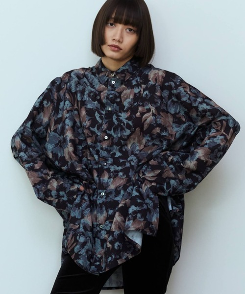 flaeu(フラユ)の「Full Bloom Shirt(シャツ/ブラウス・レディース・グリーン/ブラック・FREE)」の1枚目の写真