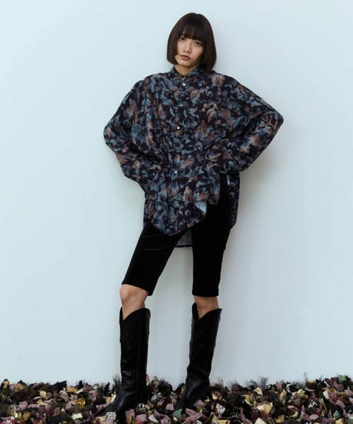 flaeu(フラユ)の「Full Bloom Shirt(シャツ/ブラウス・レディース・グリーン/ブラック・FREE)」の9枚目の写真