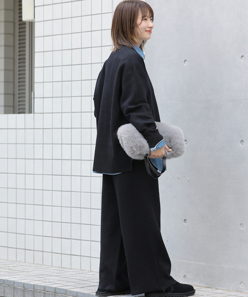 JOURNAL STANDARD relume（ジャーナルスタンダード　レリューム）の「ウォッシャブルウールミックスVネックプルオーバー（ニット/セーター・レディース・ブラック/グレー・FREE）」の4枚目の写真