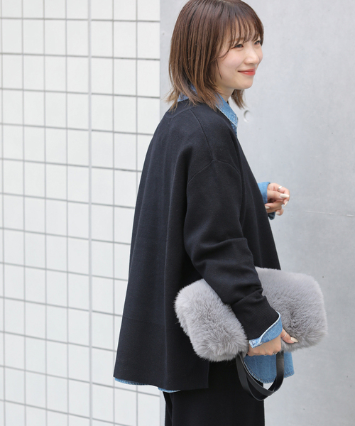 JOURNAL STANDARD relume（ジャーナルスタンダード　レリューム）の「ウォッシャブルウールミックスVネックプルオーバー（ニット/セーター・レディース・ブラック/グレー・FREE）」の9枚目の写真