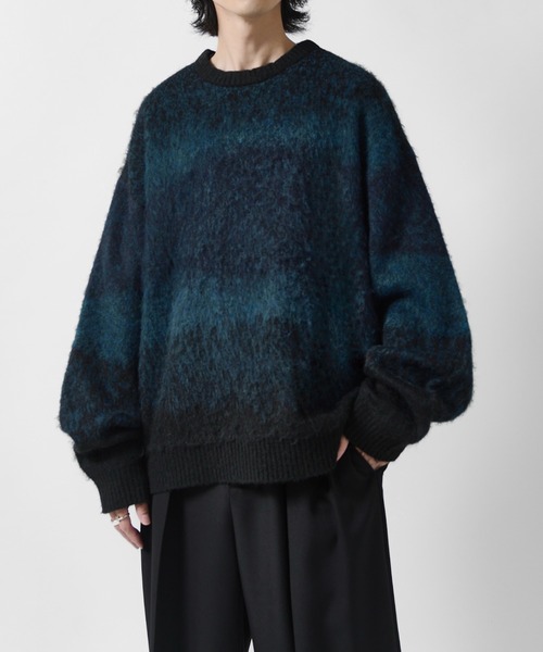 Lui's(ルイス)の「【Neucon】MULTI GRADATION SHAGGY KNIT / マルチグラデーションオーバーシャギーニット(ニット/セーター・メンズ・ブルー/ブラウン/ブラック・2/1)」の1枚目の写真