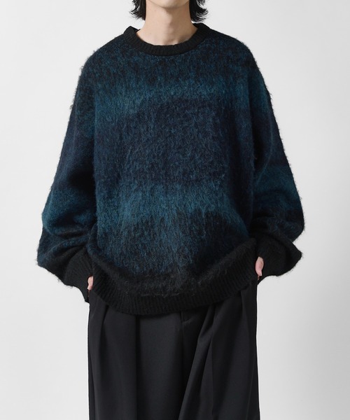 Lui's(ルイス)の「【Neucon】MULTI GRADATION SHAGGY KNIT / マルチグラデーションオーバーシャギーニット(ニット/セーター・メンズ・ブルー/ブラウン/ブラック・2/1)」の12枚目の写真