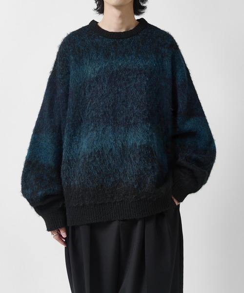 Lui's(ルイス)の「【Neucon】MULTI GRADATION SHAGGY KNIT / マルチグラデーションオーバーシャギーニット(ニット/セーター・メンズ・ブルー/ブラウン/ブラック・2/1)」の11枚目の写真