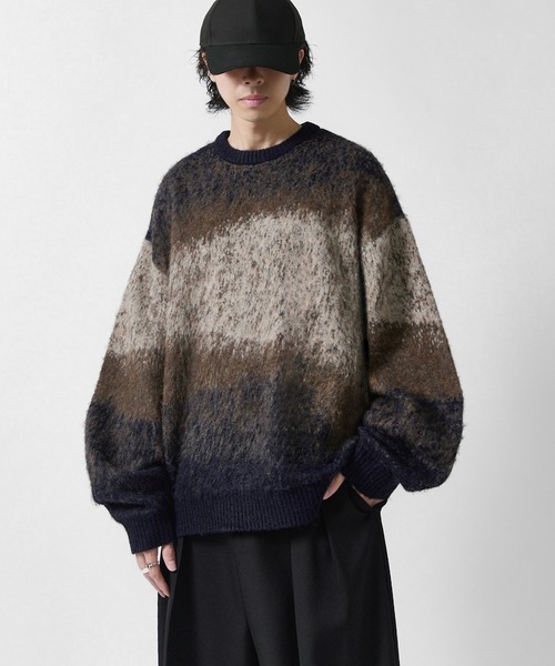Lui's(ルイス)の「【Neucon】MULTI GRADATION SHAGGY KNIT / マルチグラデーションオーバーシャギーニット(ニット/セーター・メンズ・ブルー/ブラウン/ブラック・2/1)」の22枚目の写真
