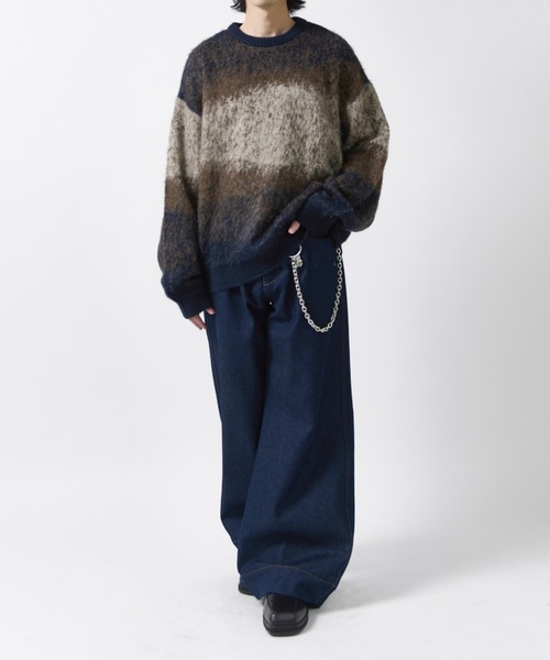 Lui's(ルイス)の「【Neucon】MULTI GRADATION SHAGGY KNIT / マルチグラデーションオーバーシャギーニット(ニット/セーター・メンズ・ブルー/ブラウン/ブラック・2/1)」の5枚目の写真