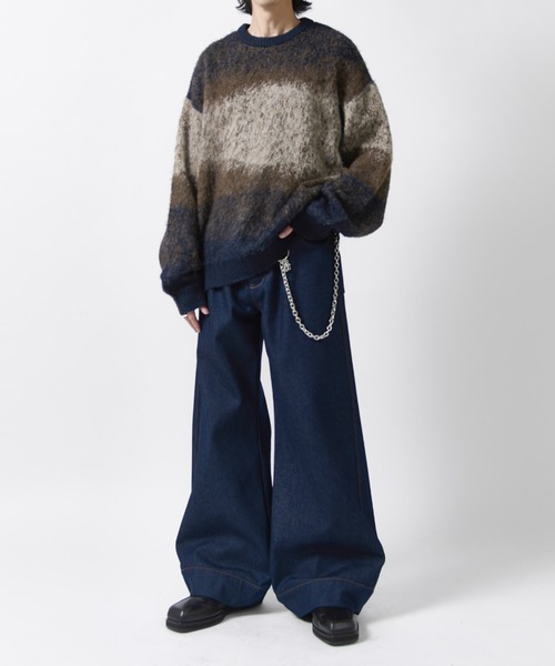 Lui's(ルイス)の「【Neucon】MULTI GRADATION SHAGGY KNIT / マルチグラデーションオーバーシャギーニット(ニット/セーター・メンズ・ブルー/ブラウン/ブラック・2/1)」の4枚目の写真
