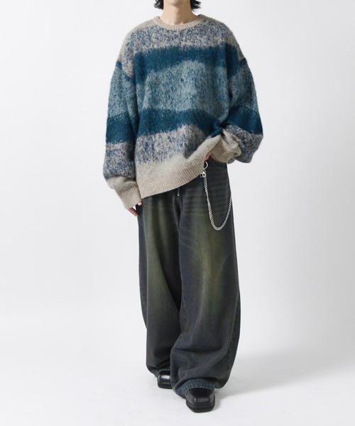 Lui's(ルイス)の「【Neucon】MULTI GRADATION SHAGGY KNIT / マルチグラデーションオーバーシャギーニット(ニット/セーター・メンズ・ブルー/ブラウン/ブラック・2/1)」の10枚目の写真