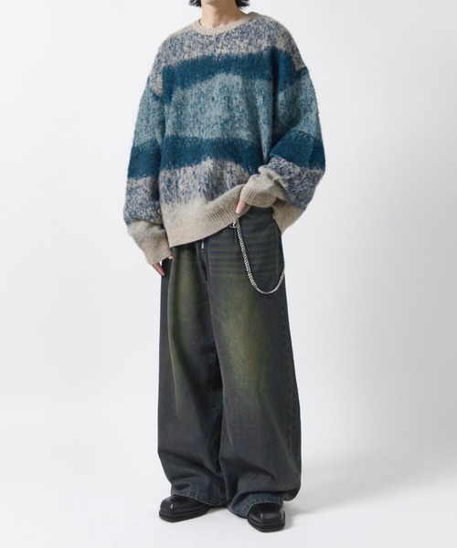 Lui's(ルイス)の「【Neucon】MULTI GRADATION SHAGGY KNIT / マルチグラデーションオーバーシャギーニット(ニット/セーター・メンズ・ブルー/ブラウン/ブラック・2/1)」の9枚目の写真