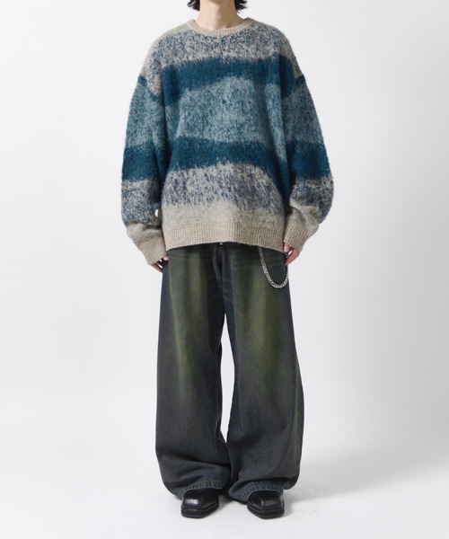 Lui's(ルイス)の「【Neucon】MULTI GRADATION SHAGGY KNIT / マルチグラデーションオーバーシャギーニット(ニット/セーター・メンズ・ブルー/ブラウン/ブラック・2/1)」の8枚目の写真