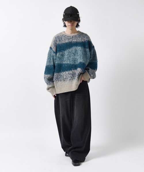 Lui's(ルイス)の「【Neucon】MULTI GRADATION SHAGGY KNIT / マルチグラデーションオーバーシャギーニット(ニット/セーター・メンズ・ブルー/ブラウン/ブラック・2/1)」の6枚目の写真