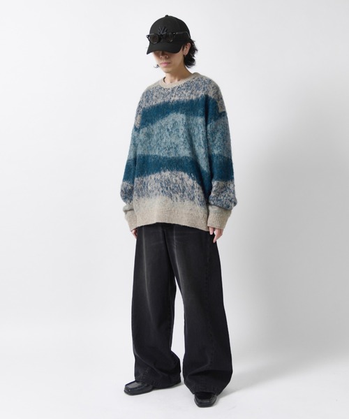 Lui's(ルイス)の「【Neucon】MULTI GRADATION SHAGGY KNIT / マルチグラデーションオーバーシャギーニット(ニット/セーター・メンズ・ブルー/ブラウン/ブラック・2/1)」の7枚目の写真