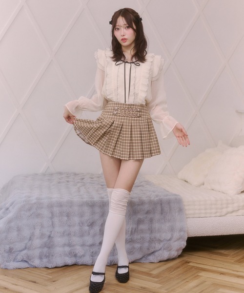 Rmine(アールマイン)の「配色メロー フリル リボンタイ付き シフォンブラウス(シャツ/ブラウス・レディース・ベージュ/ピンク・FREE)」の8枚目の写真