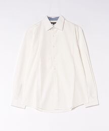 *シャツ 長袖 メンズ 綿混 レギュラーカラー ややゆったり カラー ネップ