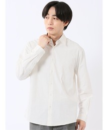 シャツ 長袖 メンズ 綿混 レギュラーカラー ややゆったり カラー ネップ