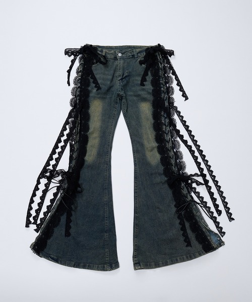 dollslutz（ドルズラッツ）の「【dollslutz】lace up flare denim /【ﾄﾞﾙｽﾞﾗｯﾂ】レースアップフレアデニム（デニムパンツ・レディース・ダークインディゴブルー・FREE）」の2枚目の写真