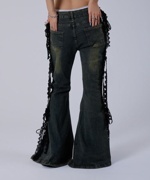 dollslutz（ドルズラッツ）の「【dollslutz】lace up flare denim /【ﾄﾞﾙｽﾞﾗｯﾂ】レースアップフレアデニム（デニムパンツ・レディース・ダークインディゴブルー・FREE）」の8枚目の写真