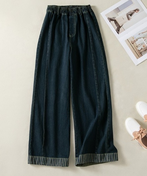 AMAJI(アマジ)の「ロールアップ ワイド デニムパンツ(デニムパンツ・レディース・ライトブルー/ネイビー・LARGE/X-LARGE)」の2枚目の写真