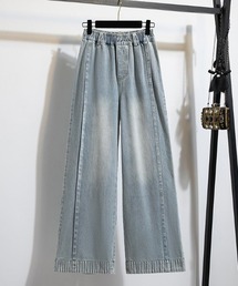 ロールアップ ワイド デニムパンツ