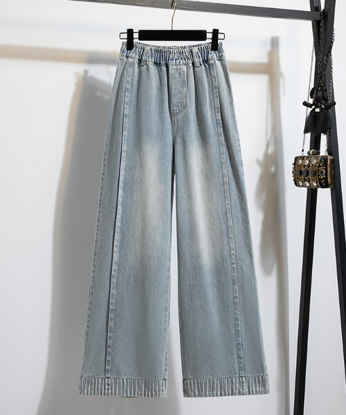 AMAJI(アマジ)の「ロールアップ ワイド デニムパンツ(デニムパンツ・レディース・ライトブルー/ネイビー・LARGE/X-LARGE)」の1枚目の写真