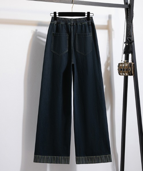 AMAJI(アマジ)の「ロールアップ ワイド デニムパンツ(デニムパンツ・レディース・ライトブルー/ネイビー・LARGE/X-LARGE)」の3枚目の写真
