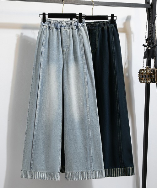 AMAJI(アマジ)の「ロールアップ ワイド デニムパンツ(デニムパンツ・レディース・ライトブルー/ネイビー・LARGE/X-LARGE)」の4枚目の写真