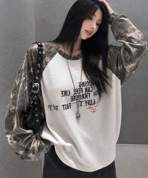 DEVICE(デバイス)の「【2026 AW】カモフラ 迷彩 フロントロゴ ラグラン ロンT(Tシャツ/カットソー・レディース・カモフラージュ・FREE)」の1枚目の写真