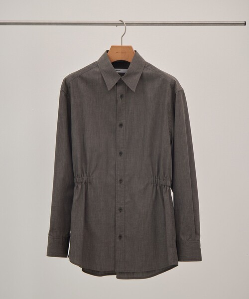 08sircus(ゼロエイトサーカス)の「【08sircus/サーカス】Pe/Co broad waist gather shirt/ブロードウエストギャザーシャツ(シャツ/ブラウス・レディース・ホワイト/グレー・1/0)」の1枚目の写真