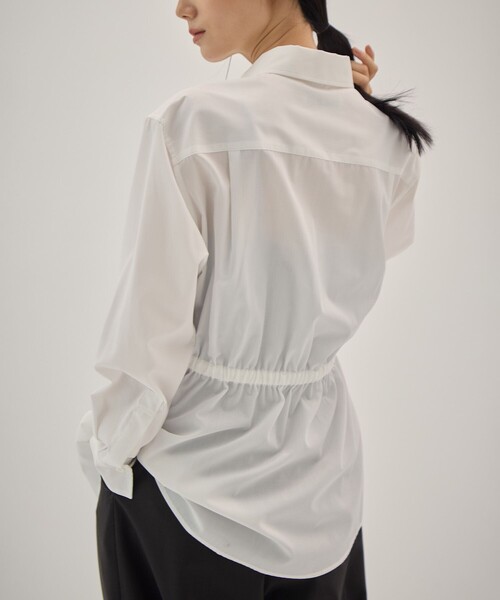 08sircus(ゼロエイトサーカス)の「【08sircus/サーカス】Pe/Co broad waist gather shirt/ブロードウエストギャザーシャツ(シャツ/ブラウス・レディース・ホワイト/グレー・1/0)」の7枚目の写真