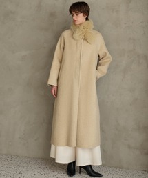 【2026AW】【上質ウール70%・希少アルパカ混】リアルフォックスファー襟取り外し可能 2WAYロングコート