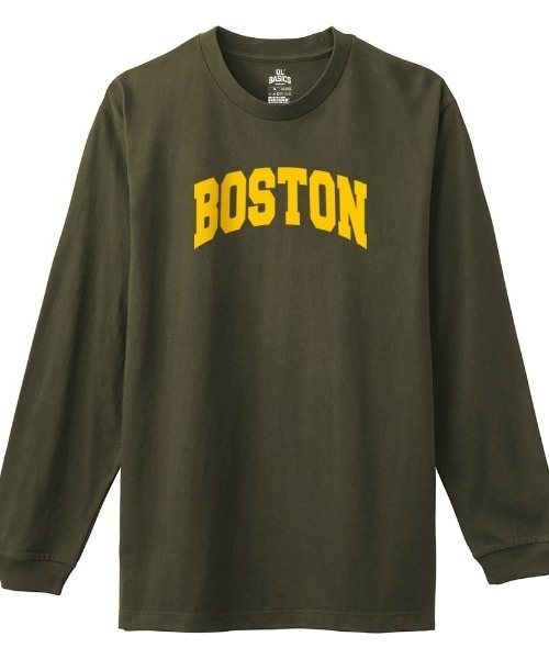 Ol' Basics(オールベーシックス)の「Ol' Basics(オール・ベーシックス) 長袖Tシャツ BOSTON アーチロゴ プリント 袖リブ ロンT ロングTシャツ トップス カットソー レディース(Tシャツ/カットソー・レディース・アーミー/ネイビー/バーガンディー/スミクロ・XS/S)」の1枚目の写真