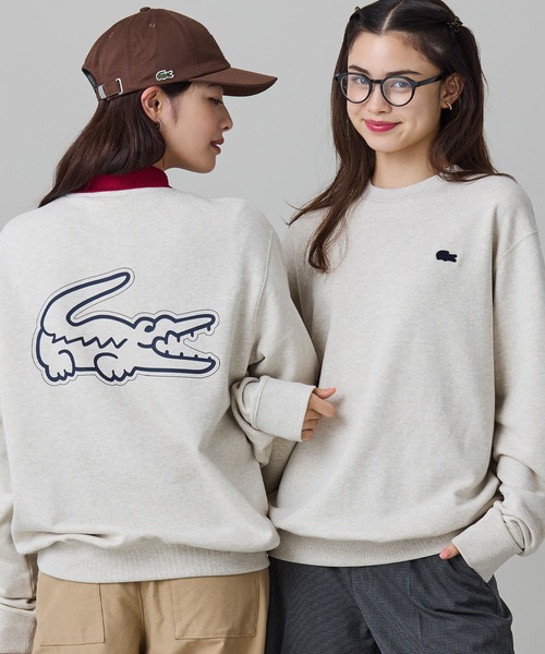 【オンライン限定】LACOSTEオーバーサイズ 裏毛 バックプリント クルーネック スウェット
