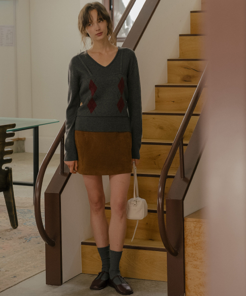 TILL I DIE（ティルアイダイ）の「Wool blend argyle bustier SET [TIFA06SW07]_Charcoal（ニット/セーター・レディース・ダークグレー・FREE）」の2枚目の写真