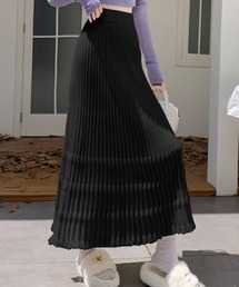 裾フリンジティアードプリーツロングスカート