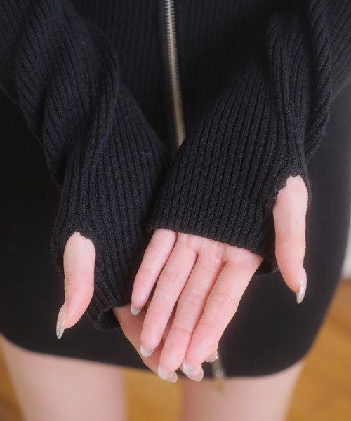 LIPSERVICE(リップサービス)の「フロントジップバイカラーワンショルワンピース(ワンピース・レディース・ブラック/グレー・M/S)」の8枚目の写真