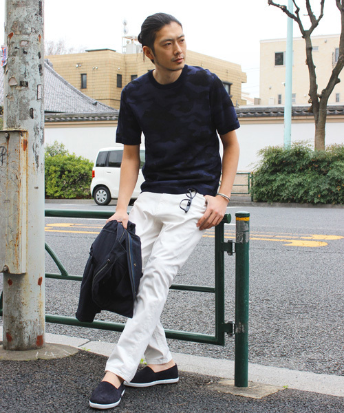 ESSENTIAL GARMENT MEN'S BIGI（エッセンシャルガーメントメンズビギ）の「 迷彩柄ジャガードニット / 半袖 カモフラ（ニット/セーター・メンズ・カーキ/ネイビー・LARGE/MEDIUM/SMALL）」の11枚目の写真