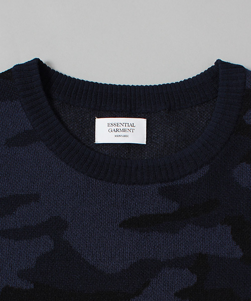 ESSENTIAL GARMENT MEN'S BIGI（エッセンシャルガーメントメンズビギ）の「 迷彩柄ジャガードニット / 半袖 カモフラ（ニット/セーター・メンズ・カーキ/ネイビー・LARGE/MEDIUM/SMALL）」の8枚目の写真