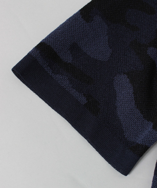 ESSENTIAL GARMENT MEN'S BIGI（エッセンシャルガーメントメンズビギ）の「 迷彩柄ジャガードニット / 半袖 カモフラ（ニット/セーター・メンズ・カーキ/ネイビー・LARGE/MEDIUM/SMALL）」の9枚目の写真