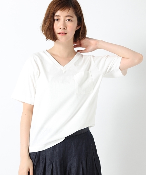 Studio Clip スタディオクリップ の Usaコットンポケット付きvネックtシャツ Tシャツ カットソー Wear