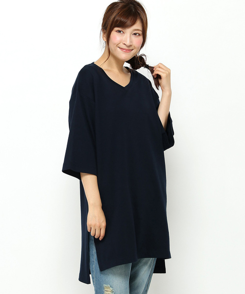 LBC（エルビーシー）の「om Vネックチュニック              （Tシャツ/カットソー・レディース・ダークグレー/アッシュグレー/ネイビー・MEDIUM/LARGE）」の3枚目の写真