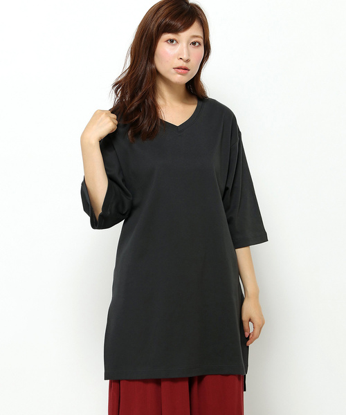 LBC（エルビーシー）の「om Vネックチュニック              （Tシャツ/カットソー・レディース・ダークグレー/アッシュグレー/ネイビー・MEDIUM/LARGE）」の2枚目の写真