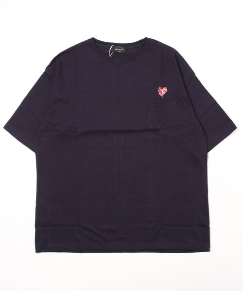 rehacer（レアセル）の「rehacer STAND : Flower Heart Big T-Shirt  / フラワーハートビッグ Tシャツ（Tシャツ/カットソー・メンズ・ブラック/ホワイト/オリーブ/グレー/ネイビー・MEDIUM/SMALL/LARGE/X-LARGE/140/150/100/110/120）」の17枚目の写真