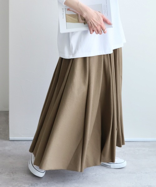 たっぷりフレア切りっぱなしロングスカート（スカート）｜reca（レカ