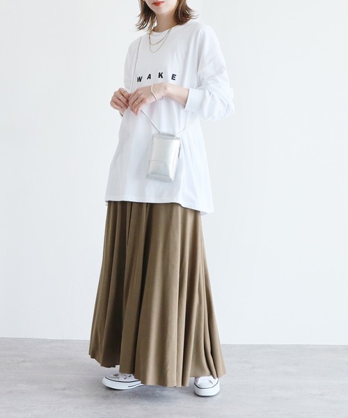 たっぷりフレア切りっぱなしロングスカート（スカート）｜reca（レカ
