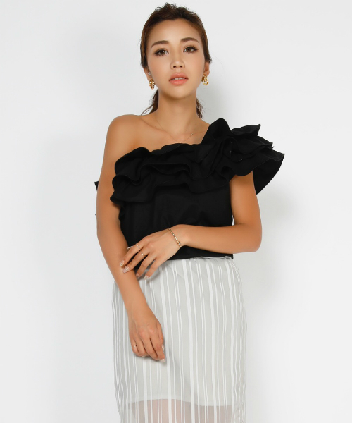 eimy♡ワンショルフリルトップス EIMY ISTOIRE（エイミーイストワール）の「one shoulder frill tops