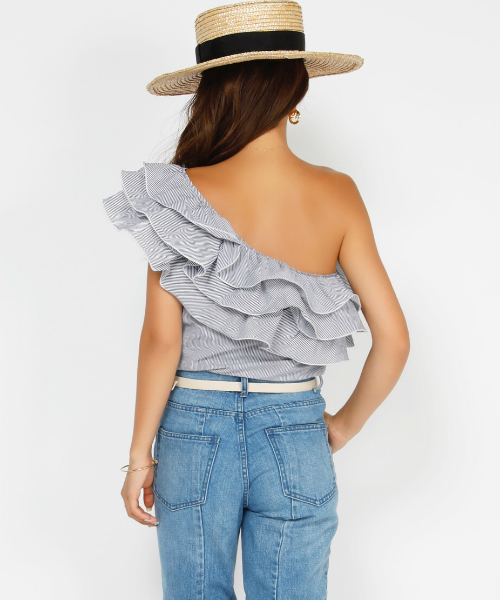 EIMY ISTOIRE（エイミーイストワール）の「one shoulder frill tops