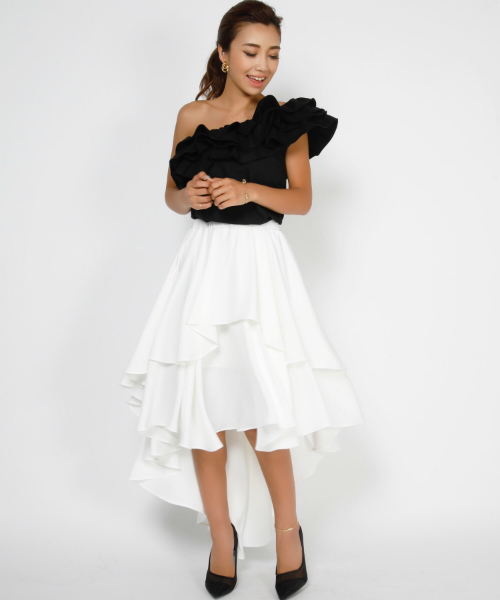 eimy♡ワンショルフリルトップス EIMY ISTOIRE（エイミーイストワール）の「one shoulder frill tops