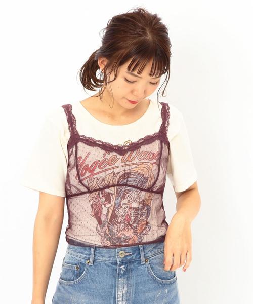 Another Edition（アナザーエディション）の「AEFC LACE DOT TULLE CAMI（キャミソール・レディース・オフホワイト/ブラック/ワインレッド・FREE）」の3枚目の写真