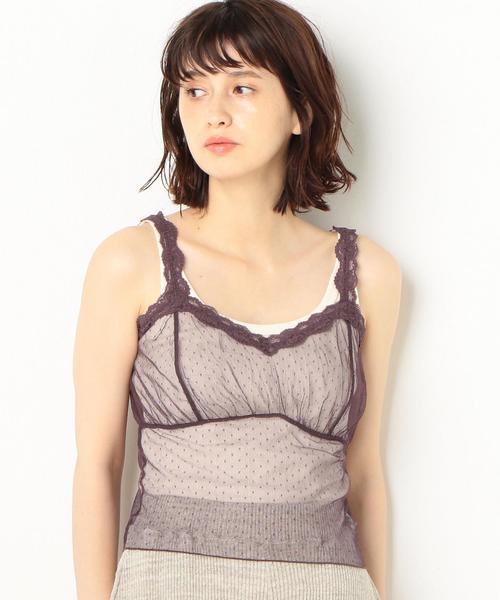 Another Edition（アナザーエディション）の「AEFC LACE DOT TULLE CAMI（キャミソール・レディース・オフホワイト/ブラック/ワインレッド・FREE）」の9枚目の写真