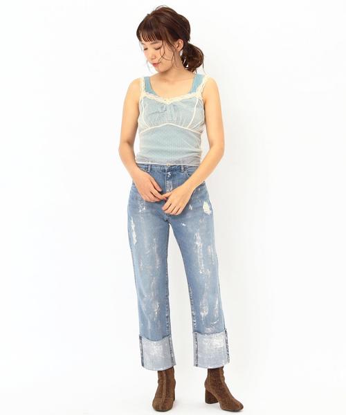 Another Edition（アナザーエディション）の「AEFC LACE DOT TULLE CAMI（キャミソール・レディース・オフホワイト/ブラック/ワインレッド・FREE）」の10枚目の写真